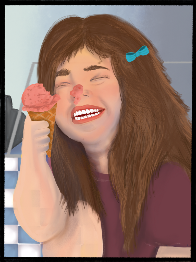 an illustration of a person eating an ice cream cone by Sarah R Barlow